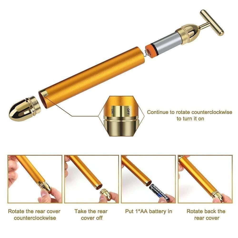 GoldAura Luxe Bar Electric Facial Massage Roller